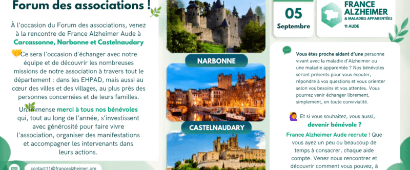 FORUM DES ASSOCIATIONS : 05/09/2026 / CARCASSONNE / NARBONNE / CASTELNAUDARY