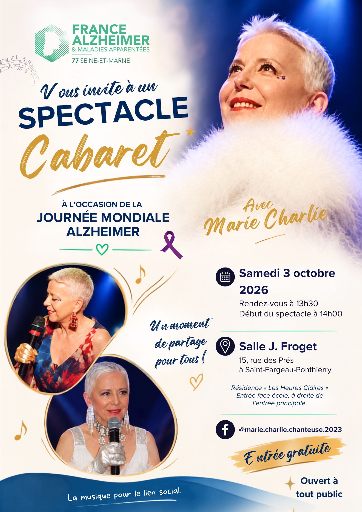 Spectacle Cabaret avec Marie Charlie à l'occasion de la Journée mondiale Alzheimer